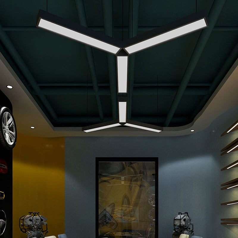 Lampes suspendues modernes linéaires, luminaires d'éclairage pendentif à LED noir pour le bureau