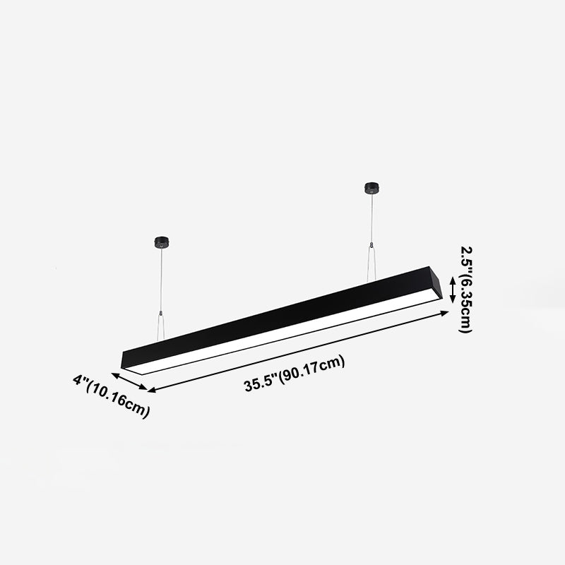 Lampes suspendues modernes linéaires, luminaires d'éclairage pendentif à LED noir pour le bureau