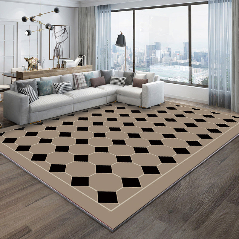 Checkerboard Rug Geometric Indoor Rug Non-Slip Backing Rug for Living Room