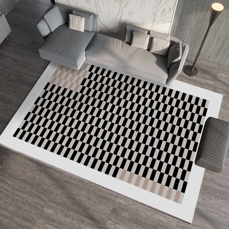 Checkerboard Rug Geometric Indoor Rug Non-Slip Backing Rug for Living Room