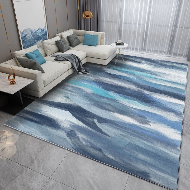 Watercolor Ink Abstract Carpet Simple Carpet Non-Slip Backing Rug for Living Room