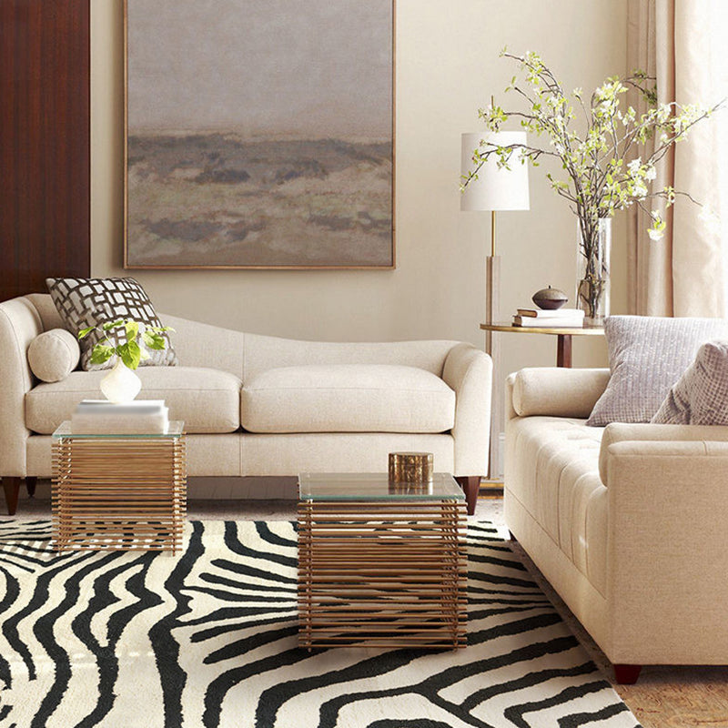 Black and White Zebra Striped Rug Area Rug Anti-Slip Backing Carpet for Bedroom