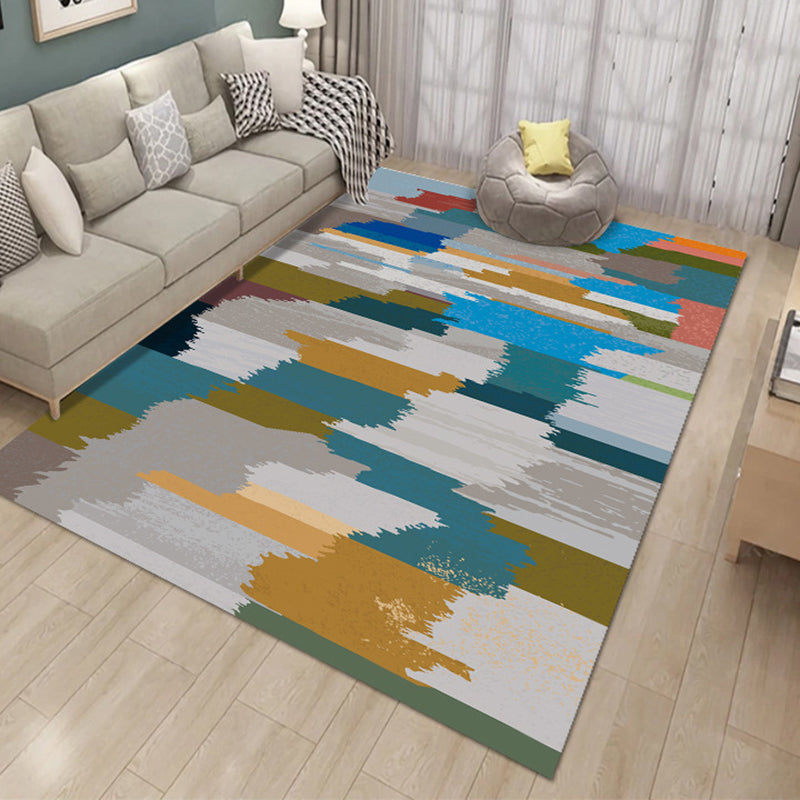 Ink Abstract Carpet Polyester Rug Stain Resistant Non-Slip Backing Rug for Living Room