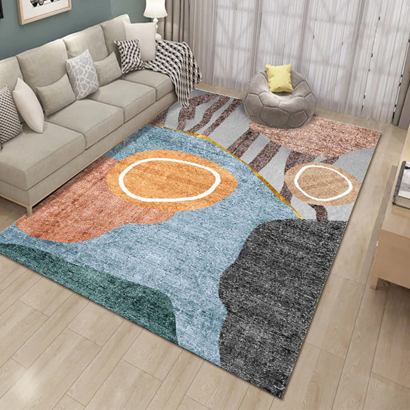 Ink Abstract Carpet Polyester Rug Stain Resistant Non-Slip Backing Rug for Living Room