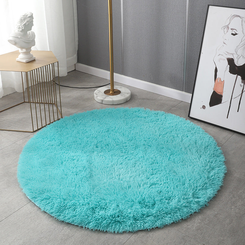 Plush Round Rug Area Rug Polyster Non-Slip Backing Washable Carpet for Bedroom