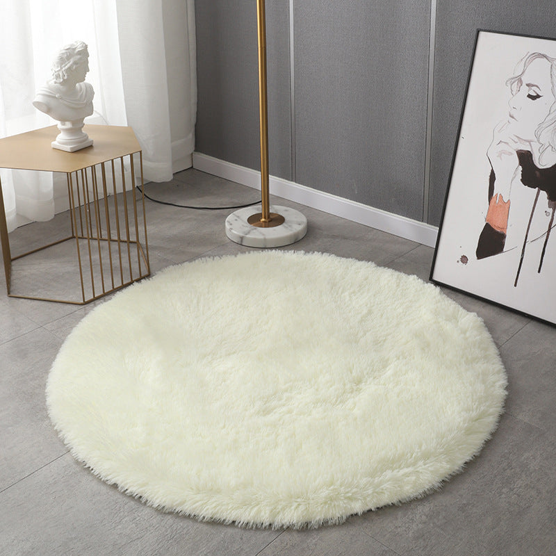 Plush Round Rug Area Rug Polyster Non-Slip Backing Washable Carpet for Bedroom