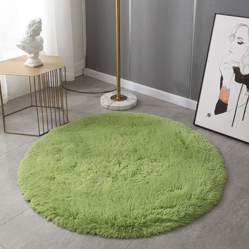 Plush Round Rug Area Rug Polyster Non-Slip Backing Washable Carpet for Bedroom