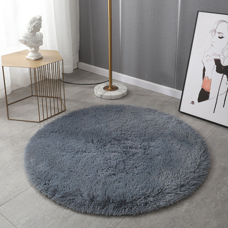 Plush Round Rug Area Rug Polyster Non-Slip Backing Washable Carpet for Bedroom