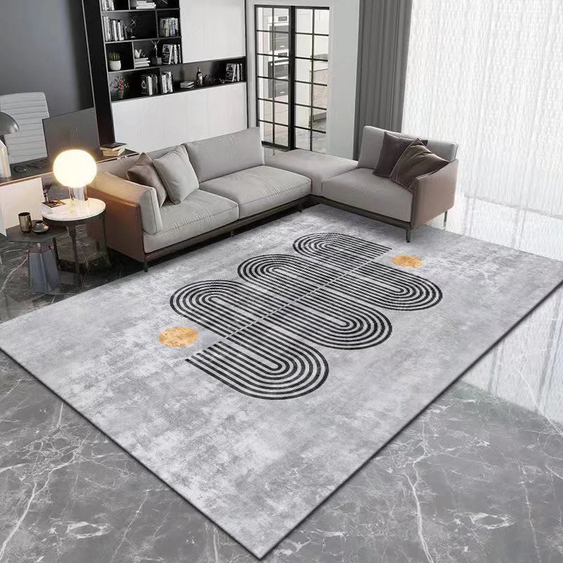 Modern Geometric Pattern Rug Area Rug Polyster Non-Slip Backing Washable Carpet