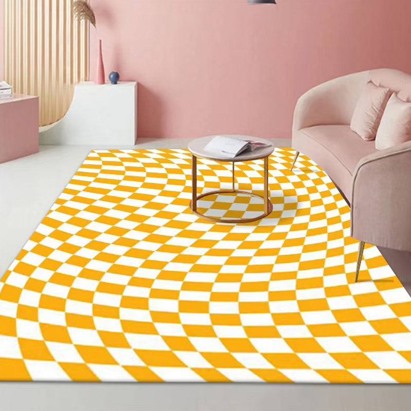 Plaid Rug Modern Carpet Polyester Anti-Slip Backing Rug for Living Room