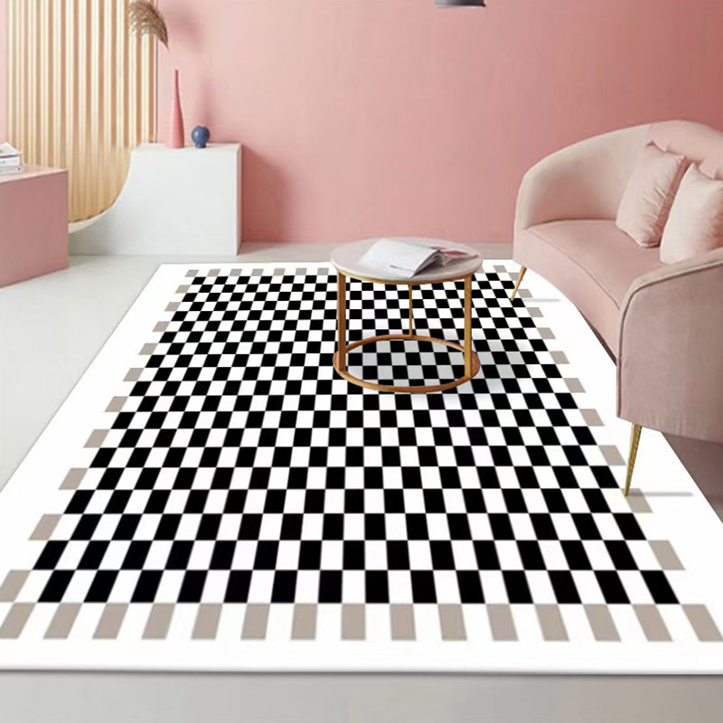 Plaid Rug Modern Carpet Polyester Anti-Slip Backing Rug for Living Room