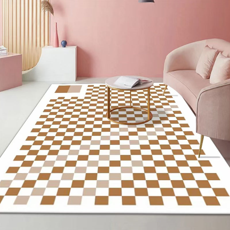 Plaid Rug Modern Carpet Polyester Anti-Slip Backing Rug for Living Room