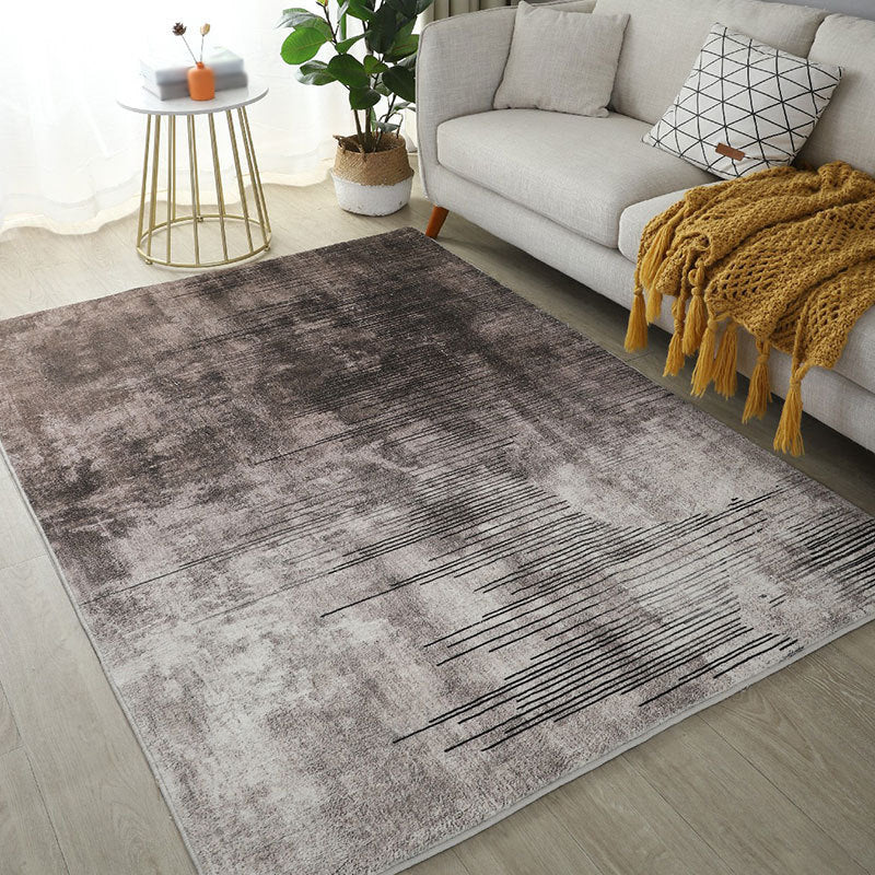 Gray Modern Area Rug Polyester Abstract Graphic Rug Washable Rug for Living Room