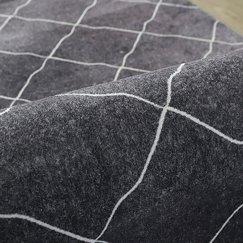 Gray Modern Area Rug Polyester Abstract Graphic Rug Washable Rug for Living Room