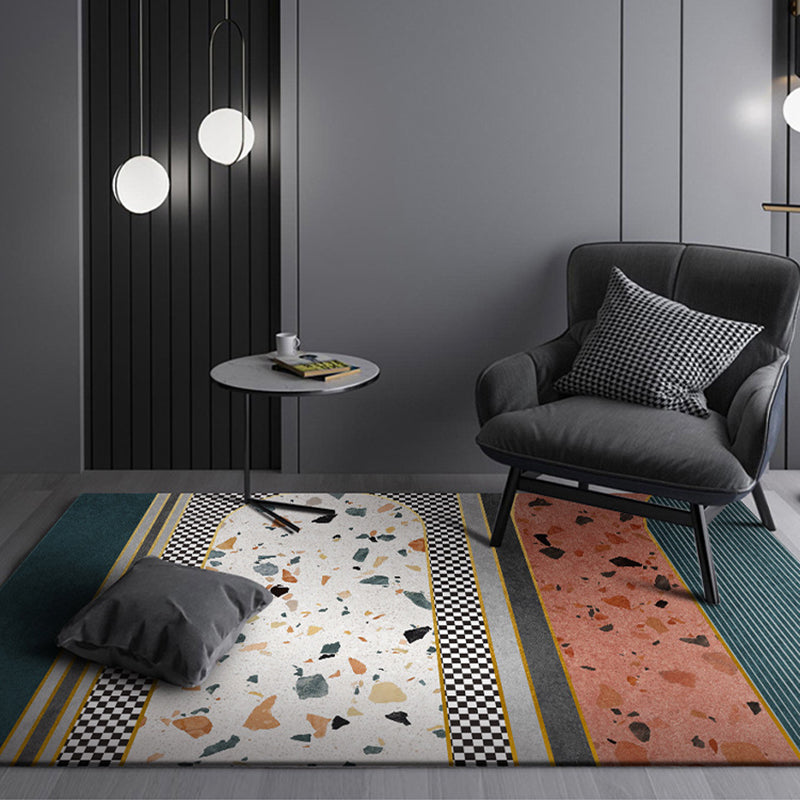 Dark Green Modern Rug Polyester Irregular Spot Rug Washable Rug for Drawing Room