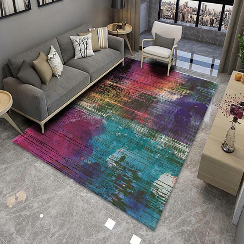Grey Casual Carpet Polyester Geometry Carpet Washable Carpet for Living Room