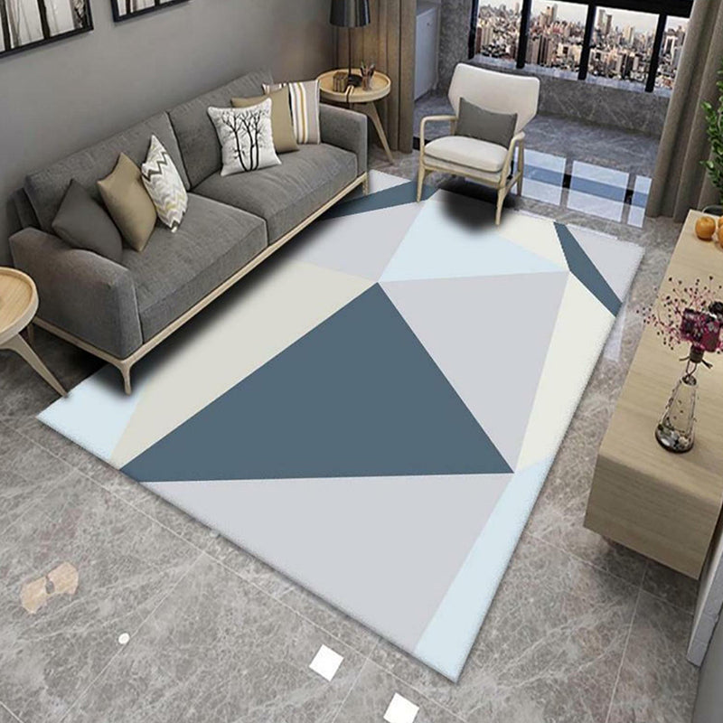 Grey Casual Carpet Polyester Geometry Carpet Washable Carpet for Living Room