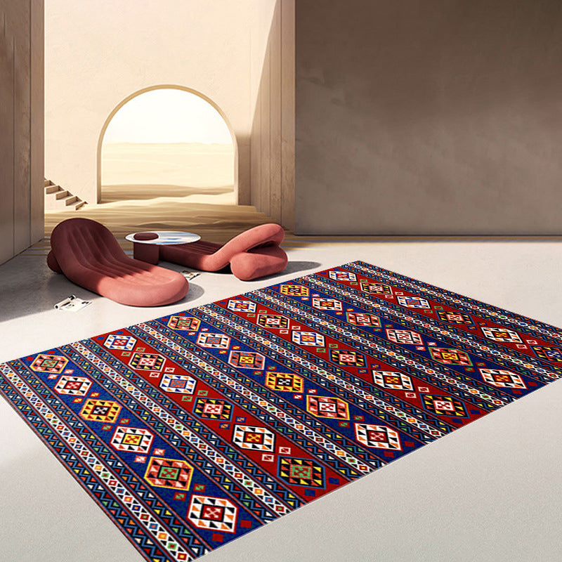 Orange Modern Rug Polyester Medallion Indoor Rug Washable Rug for Home Decor