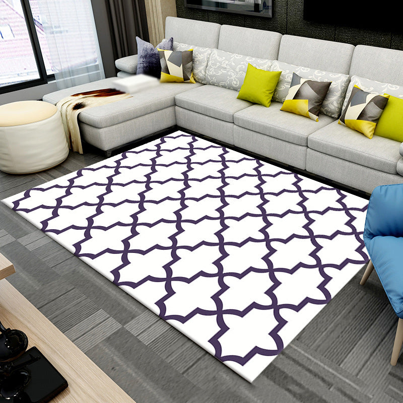 White Print Carpet Polyester Simple Indoor Carpet Stain Resistant Carpet for Drawing Room