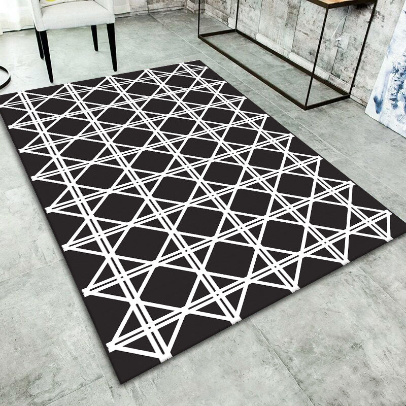 White Print Carpet Polyester Simple Indoor Carpet Stain Resistant Carpet for Drawing Room
