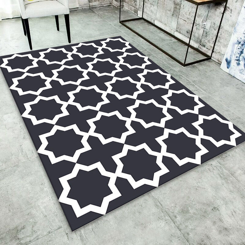 White Print Carpet Polyester Simple Indoor Carpet Stain Resistant Carpet for Drawing Room