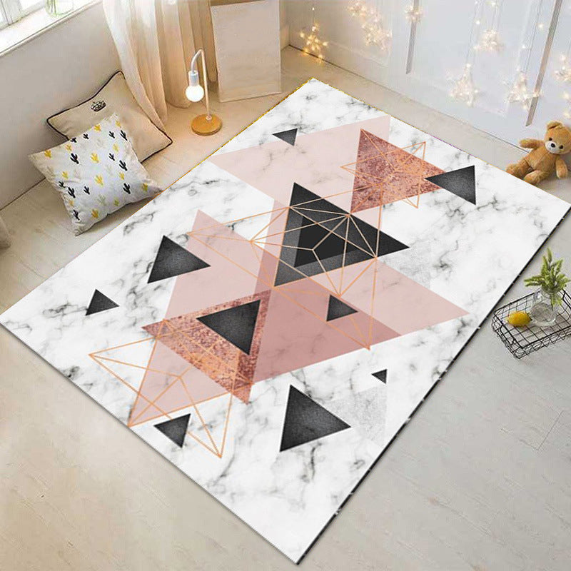 White Modern Carpet Polyester Geometric Patterns Carpet Washable Carpet for Home Decor