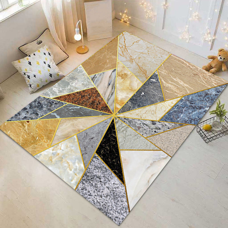 White Modern Carpet Polyester Geometric Patterns Carpet Washable Carpet for Home Decor