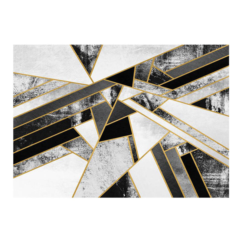 White Modern Carpet Polyester Geometric Patterns Carpet Washable Carpet for Home Decor