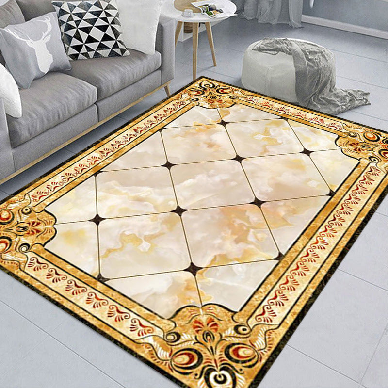 White Modern Carpet Polyester Geometric Patterns Carpet Washable Carpet for Home Decor