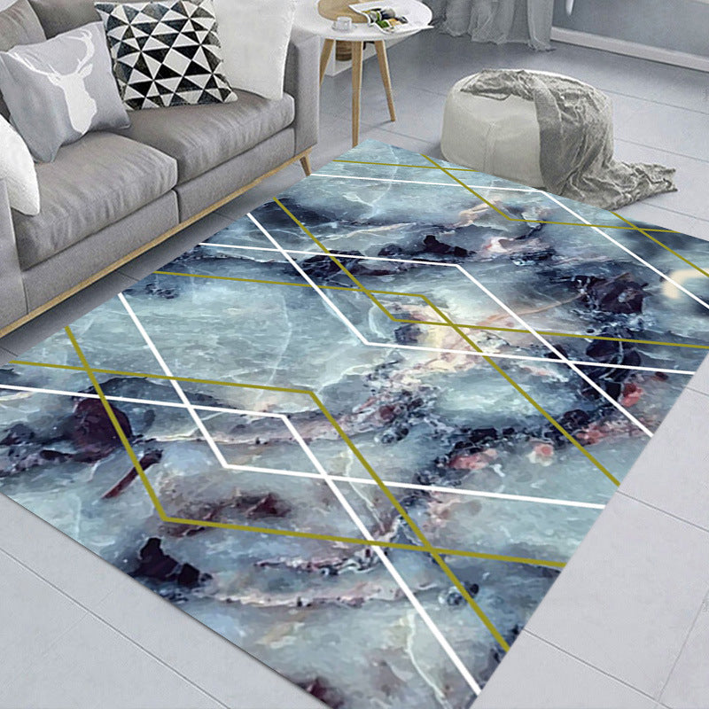 White Modern Carpet Polyester Geometric Patterns Carpet Washable Carpet for Home Decor