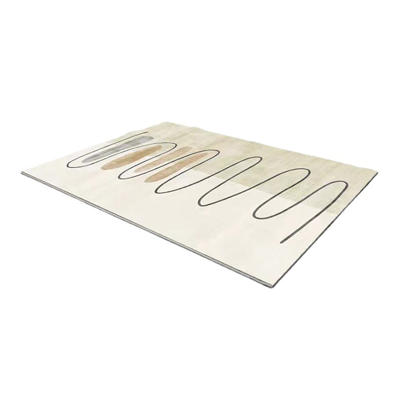 Beige Simplicity Teppich Polyester Linie Teppich Färbung widerstandsfähiger Teppich für Wohnzimmer