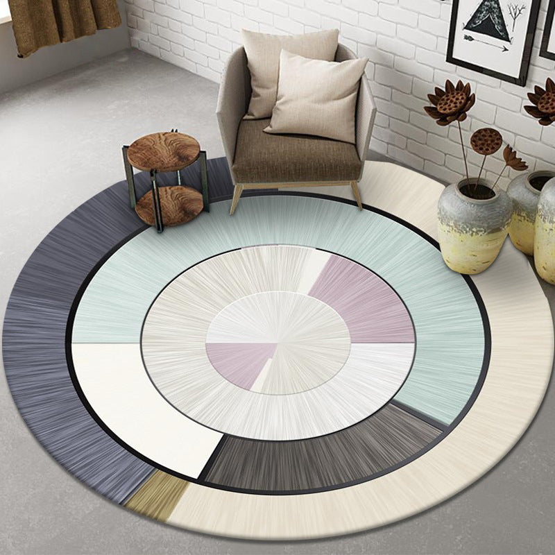 Pink Line Rug Polyester Simple Indoor Rug Stain Resistant Rug for Living Room