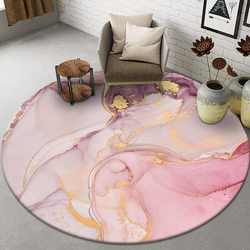 Pink Line Rug Polyester Simple Indoor Rug Stain Resistant Rug for Living Room
