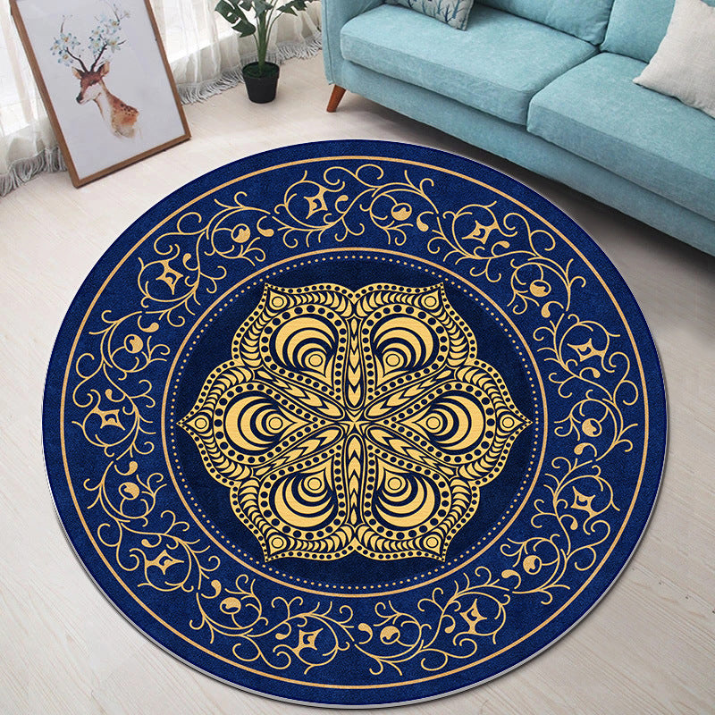 Modern Living Room Area Rug Antique Pattern Polyester Area Carpet Non-Slip Backing Rug