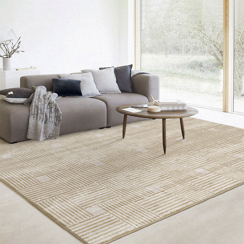 Gray Indoor Rug Trendy Polyester Area Rug Stain Resistant Carpet for Living Room