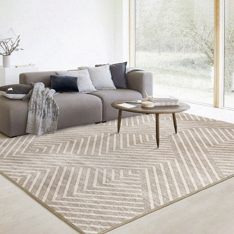 Gray Indoor Rug Trendy Polyester Area Rug Stain Resistant Carpet for Living Room