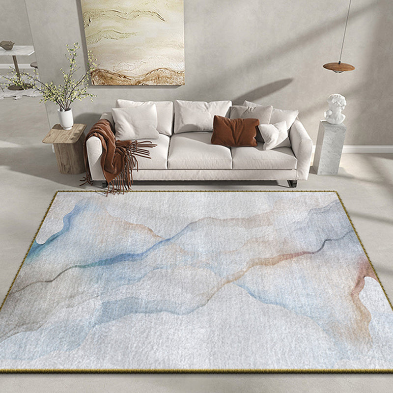 Gray Indoor Rug Trendy Polyester Area Rug Stain Resistant Carpet for Living Room
