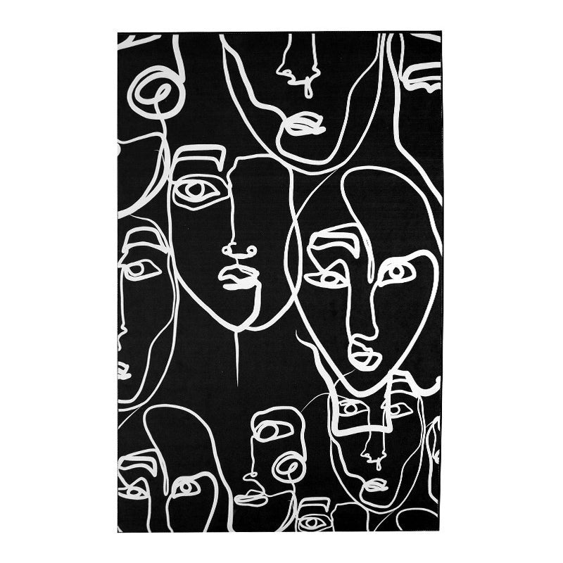 Human Face Abstract Carpet Area Carpet Non-Slip Backing Rug for Living Room