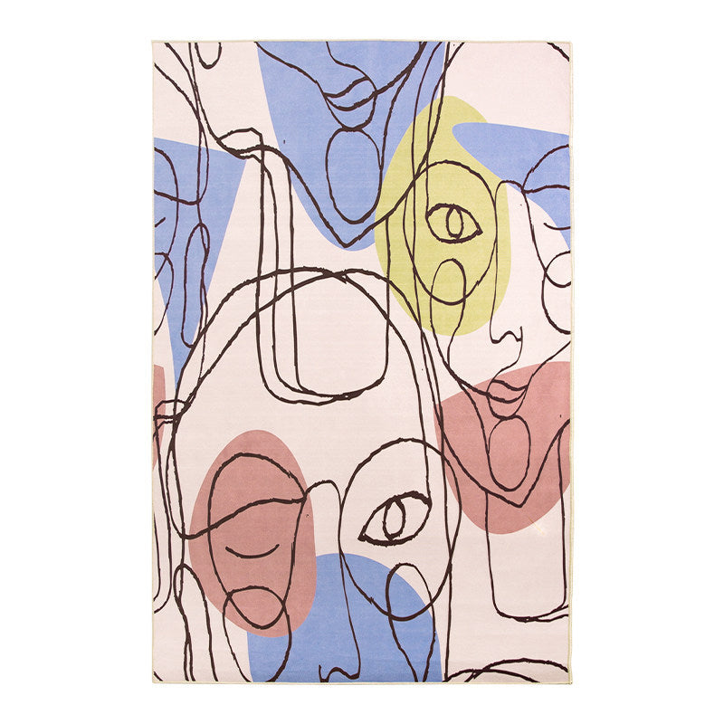 Human Face Abstract Carpet Area Carpet Non-Slip Backing Rug for Living Room