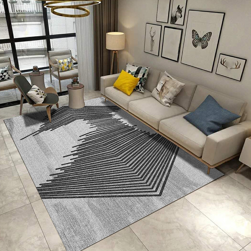 Beige Modern Rug Polyester Stripe Rug Stain Resistant Rug for Living Room