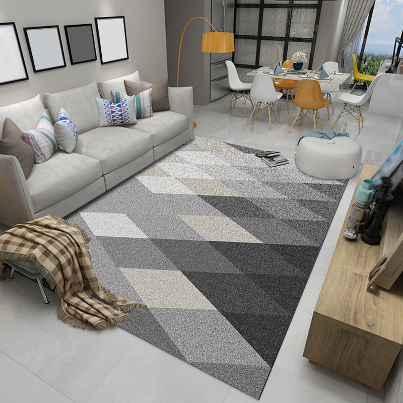 Beige Modern Rug Polyester Stripe Rug Stain Resistant Rug for Living Room