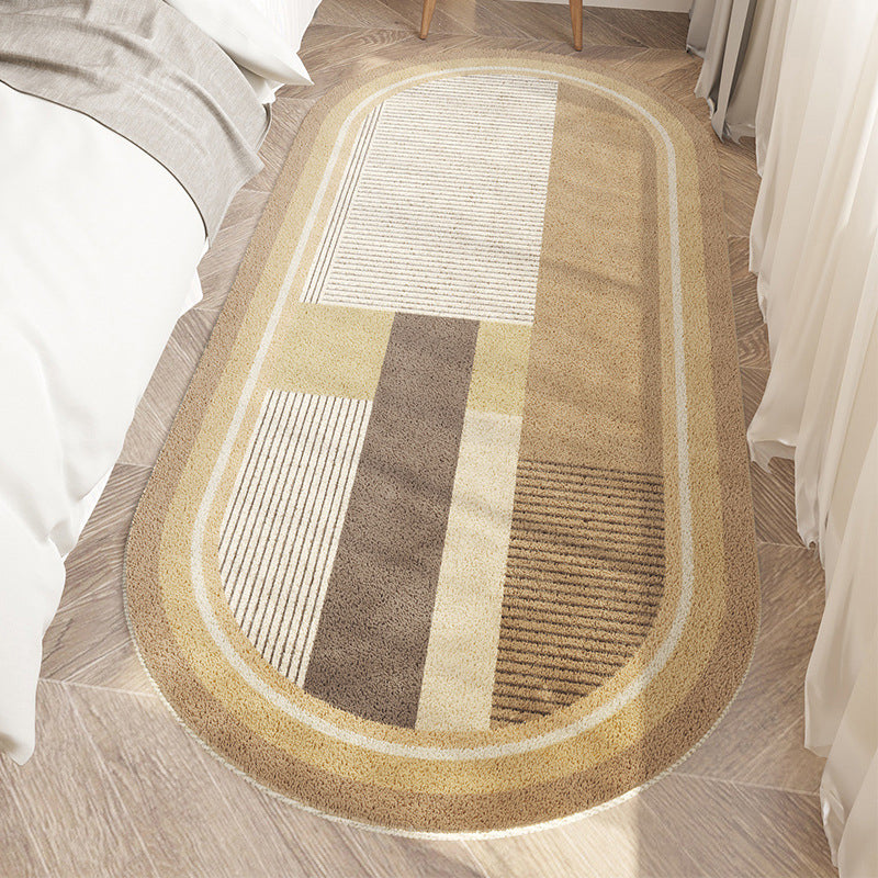 Brown Modern Rug Polyester Streak Area Rug Washable Indoor Rug for Living Room