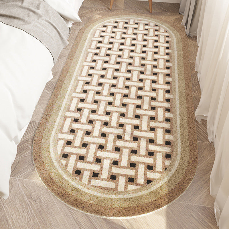 Brown Modern Rug Polyester Streak Area Rug Washable Indoor Rug for Living Room