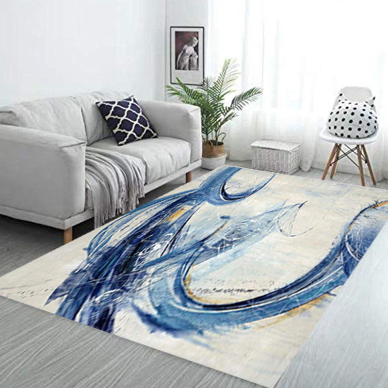 Alfombra de estampado abstracto gris oscuro poliéster alfombra moderna alfombra sin deslizamiento para decoración del hogar