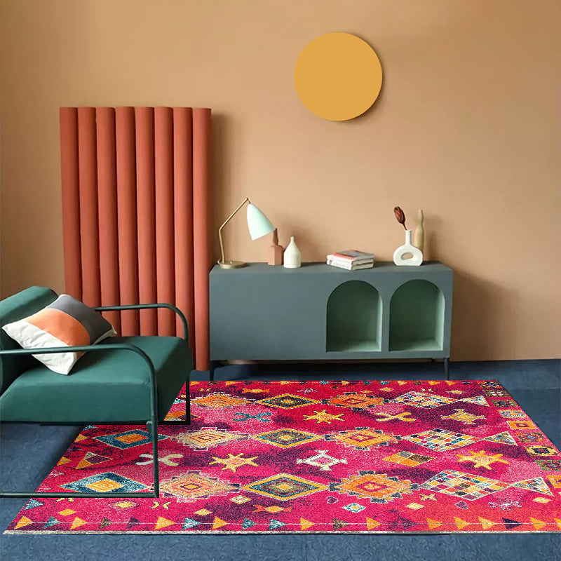 Orange Modern Rug Polyester Graphic Indoor Rug Non-Slip Backing Rug for Home Decor