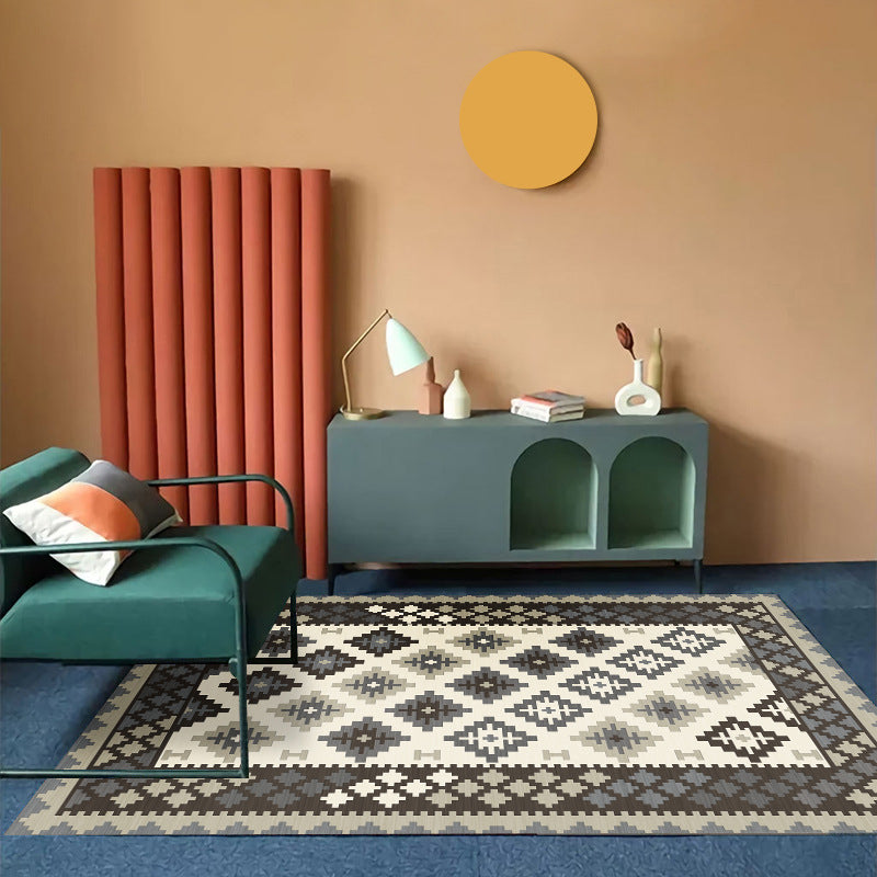 Orange Modern Rug Polyester Graphic Indoor Rug Non-Slip Backing Rug for Home Decor
