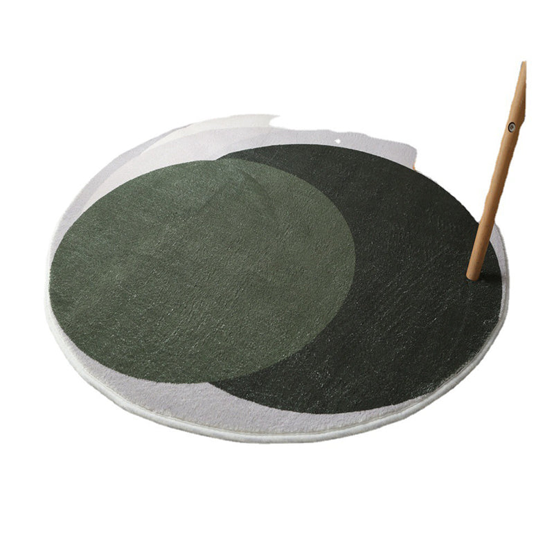 Dark Green Color Piece Carpet Polyester Simple Carpet Washable Carpet for Drawing Room