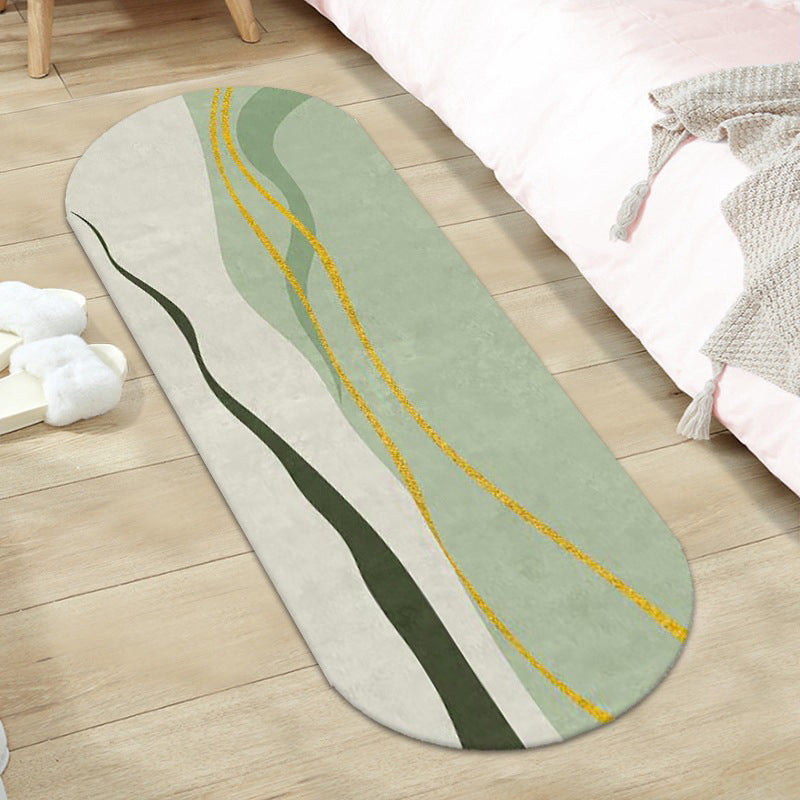 Light Green Color Block Rug Polyester Casual Rug Non-Slip Backing Rug for Living Room