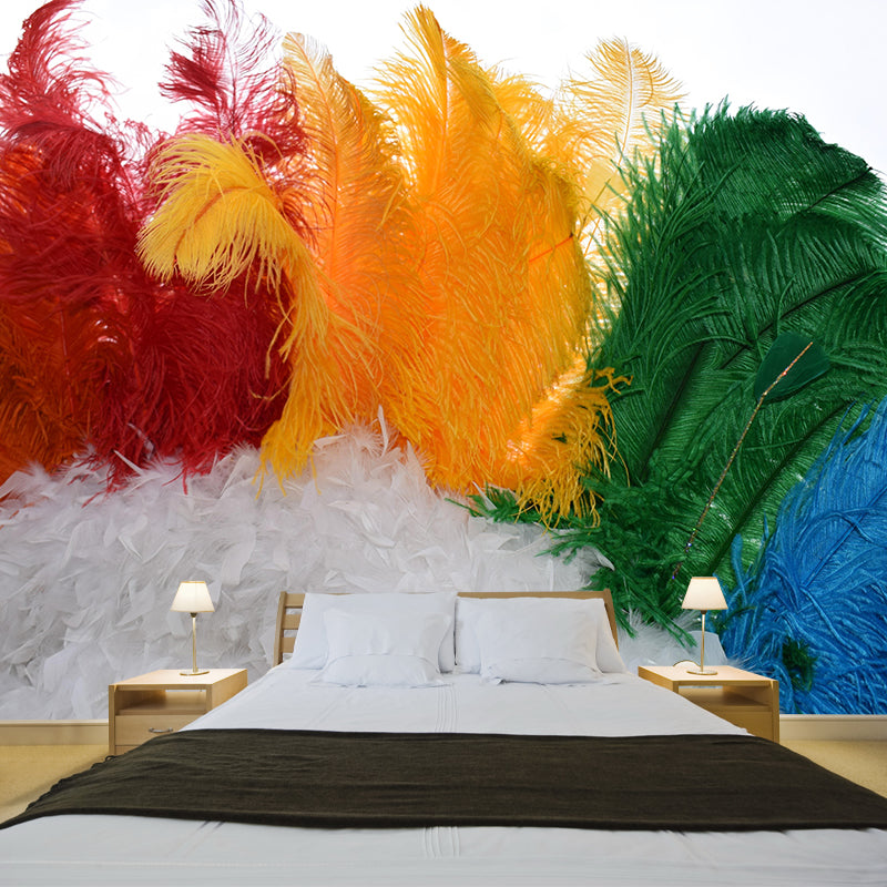 Light Bird Feather Mural Eco-friendly Decorative Wallpaper Home Decor