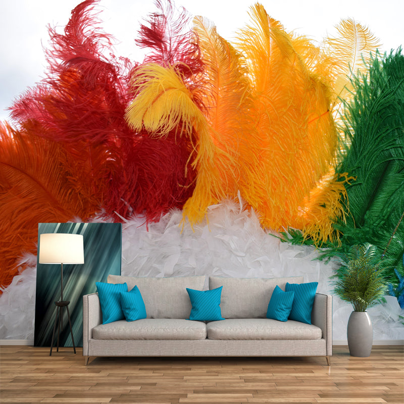 Light Bird Feather Mural Eco-friendly Decorative Wallpaper Home Decor